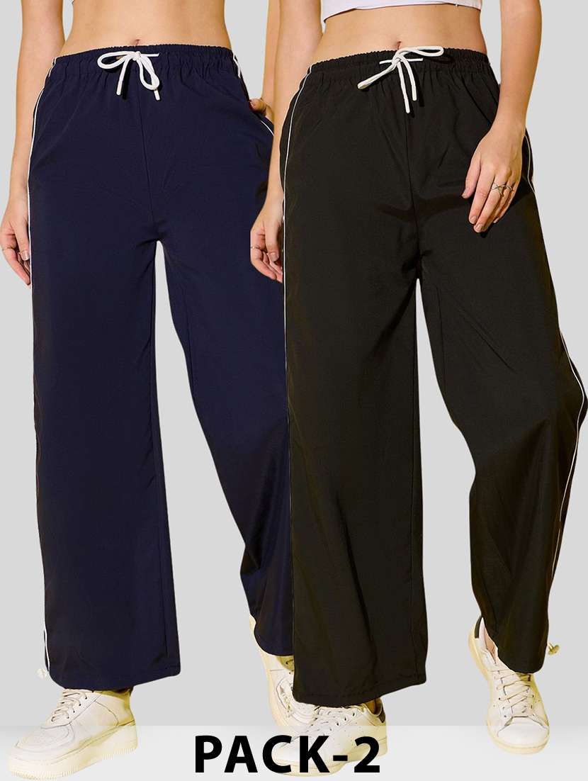 women pack of 2 solid relaxed fit track pant