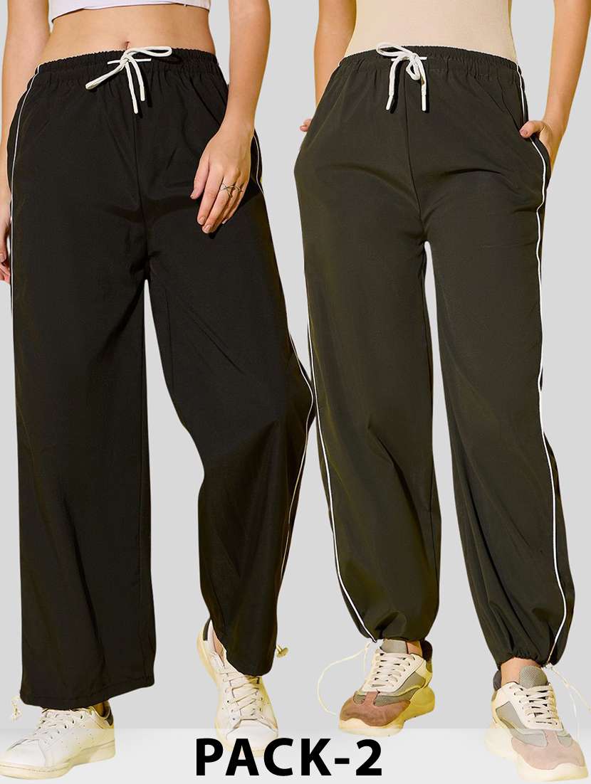 women pack of 2 solid relaxed fit track pant