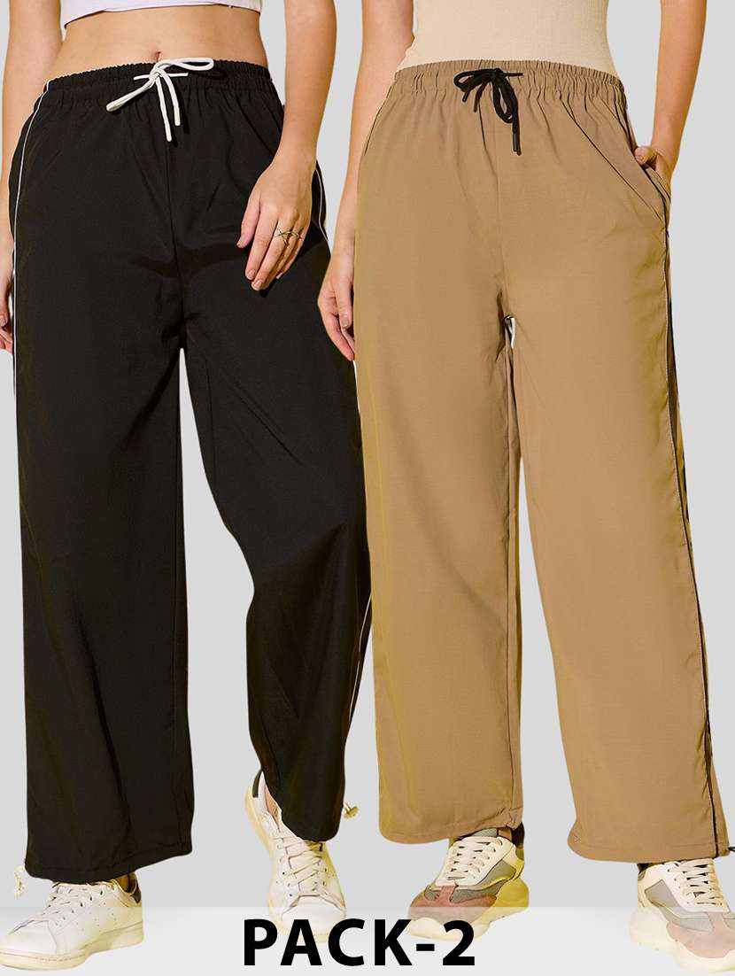 women pack of 2 solid relaxed fit track pant