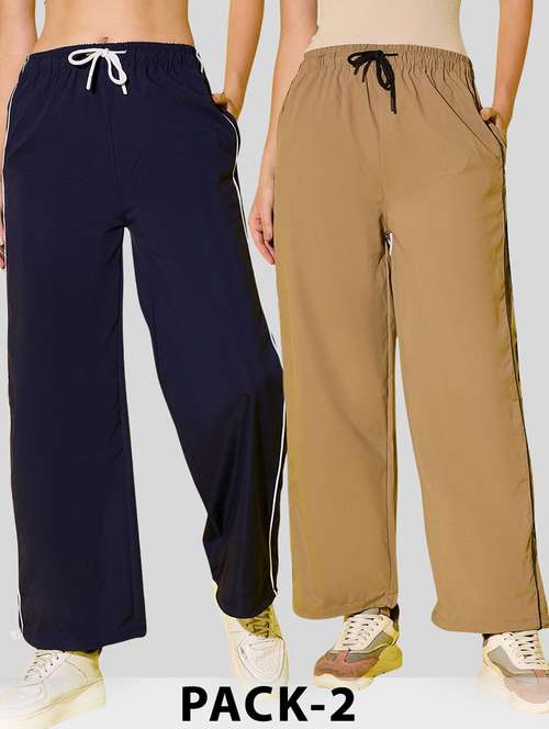 women pack of 2 solid relaxed fit track pant - 22187170 -  Standard Image - 0