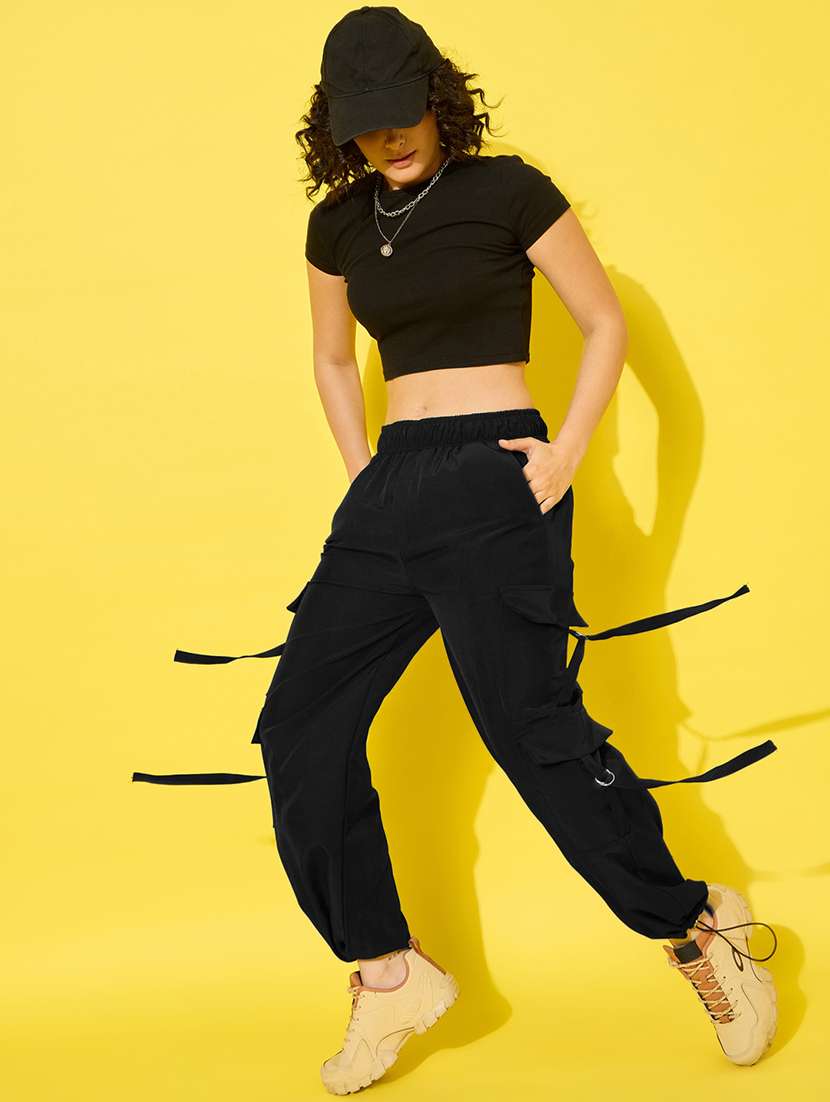 women pack of 2 solid mid rise cargo - 22187221 -  Standard Image - 5