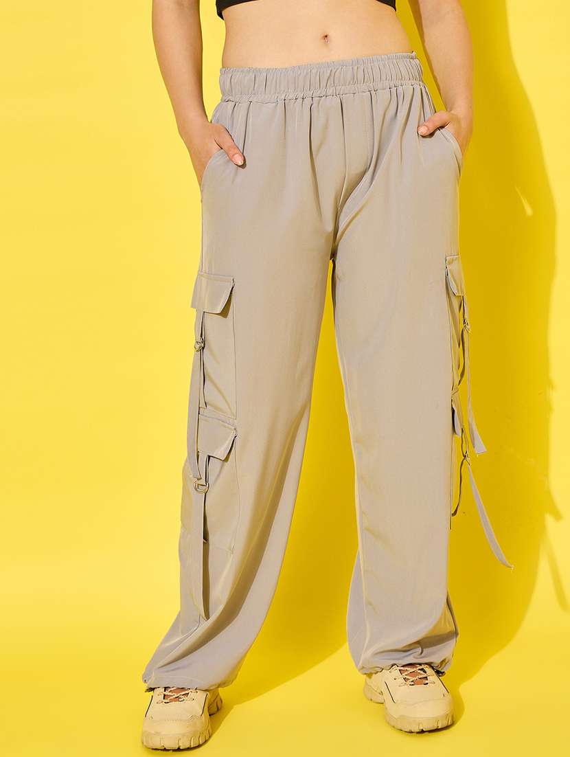 women pack of 2 solid mid rise cargo - 22187223 -  Standard Image - 3