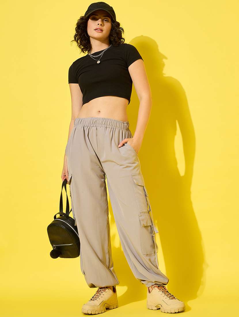 women pack of 2 solid mid rise cargo - 22187223 -  Standard Image - 5