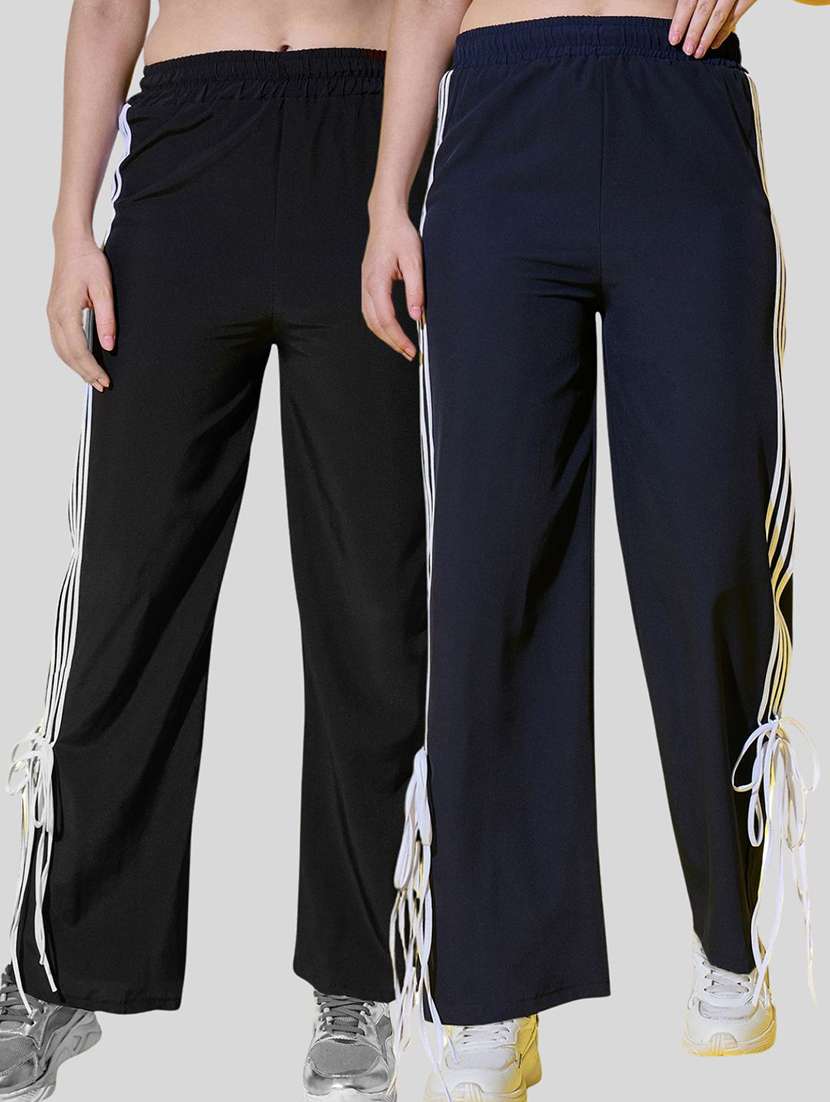 women pack of 2 solid high rise track pant