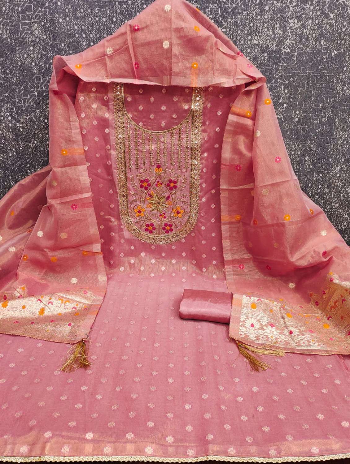 women self design embroidered unstitched suit set - 22187240 -  Standard Image - 3