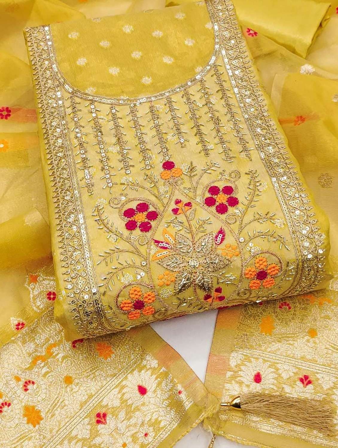 women self design embroidered unstitched suit set - 22187241 -  Standard Image - 3