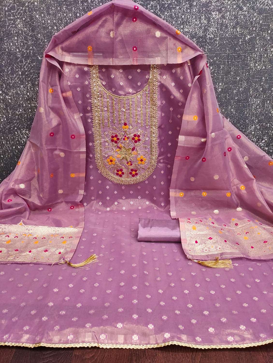 women self design embroidered unstitched suit set - 22187242 -  Standard Image - 3