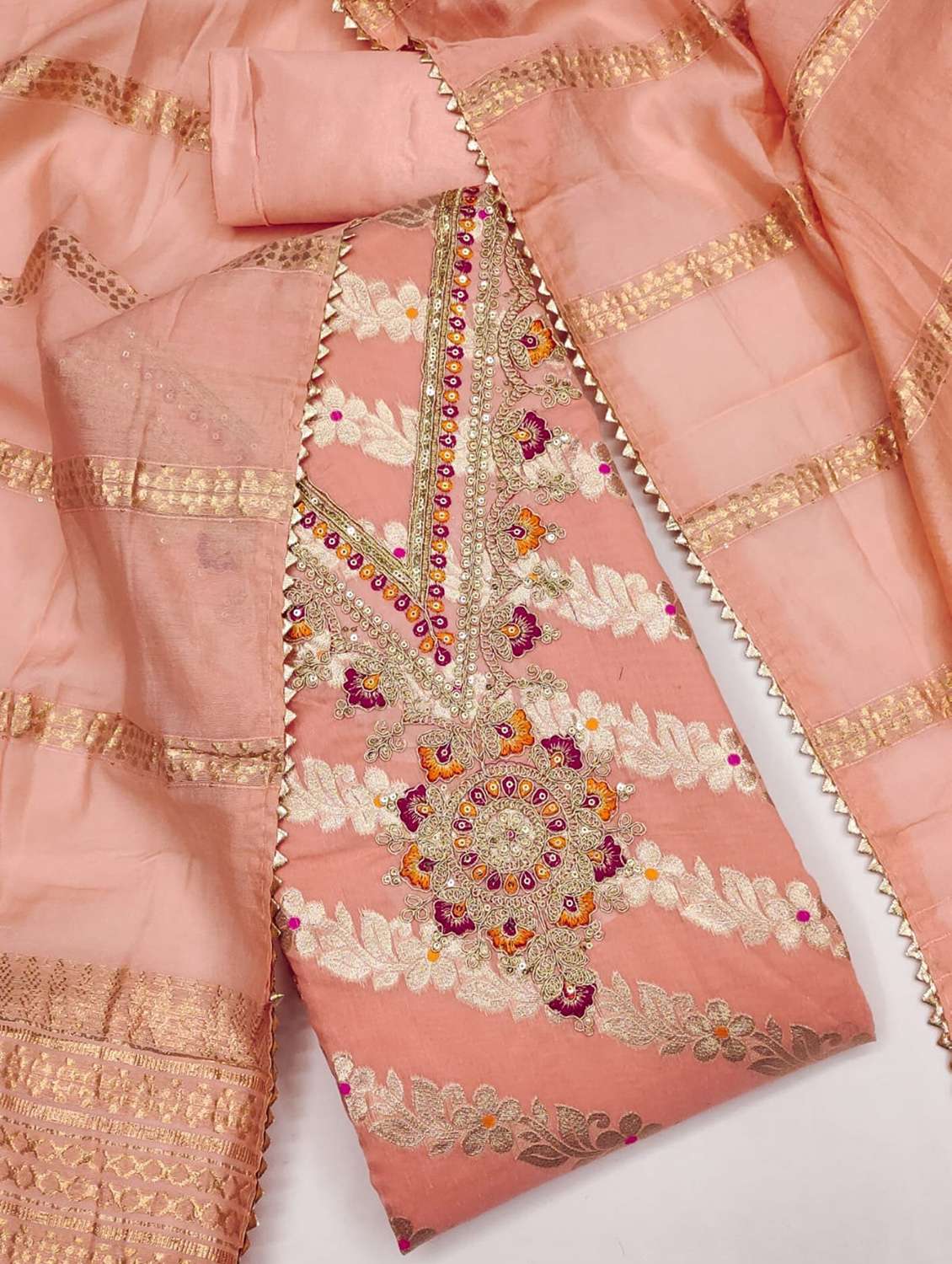 women self design embroidered unstitched suit set - 22187256 -  Standard Image - 3