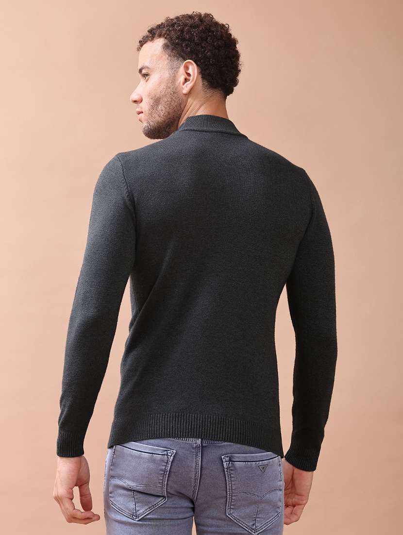 men solid long sleeve slim fit pullover - 22187257 -  Standard Image - 3