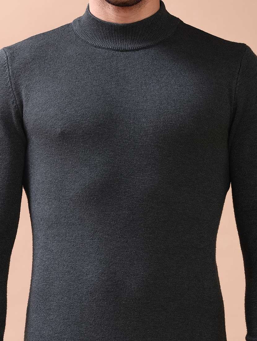 men solid long sleeve slim fit pullover - 22187257 -  Standard Image - 5