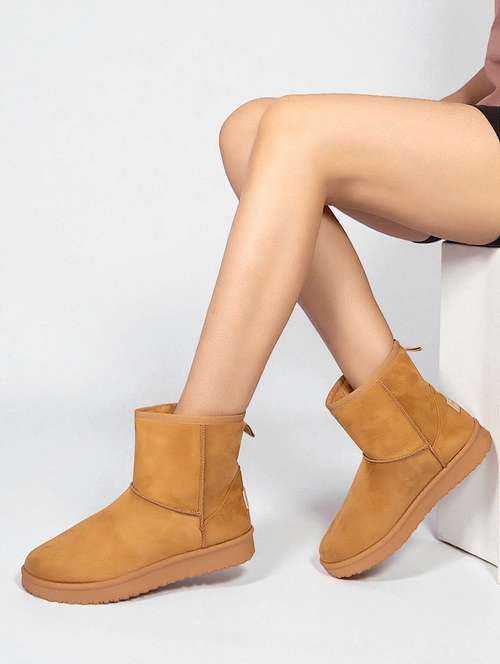 women solid slip on high ankle boots - 22187266 -  Standard Image - 0