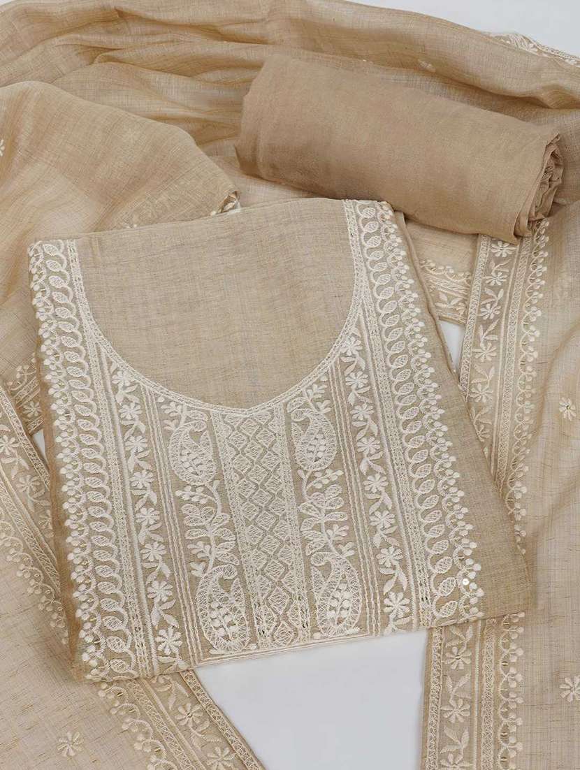 women solid with work embroidered unstitched suit set