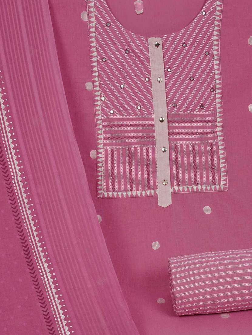 women solid with work embroidered unstitched suit set - 22187274 -  Standard Image - 3