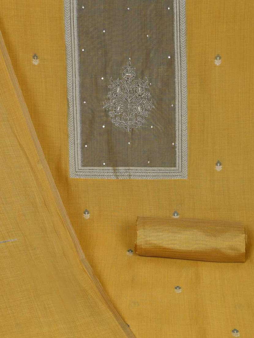 women solid with work embroidered unstitched suit set - 22187277 -  Standard Image - 3