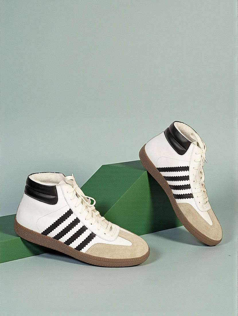 men striped lace up high ankle sneaker