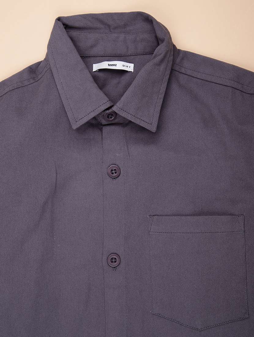 boys solid collared long sleeve shirt - 22187286 -  Standard Image - 3