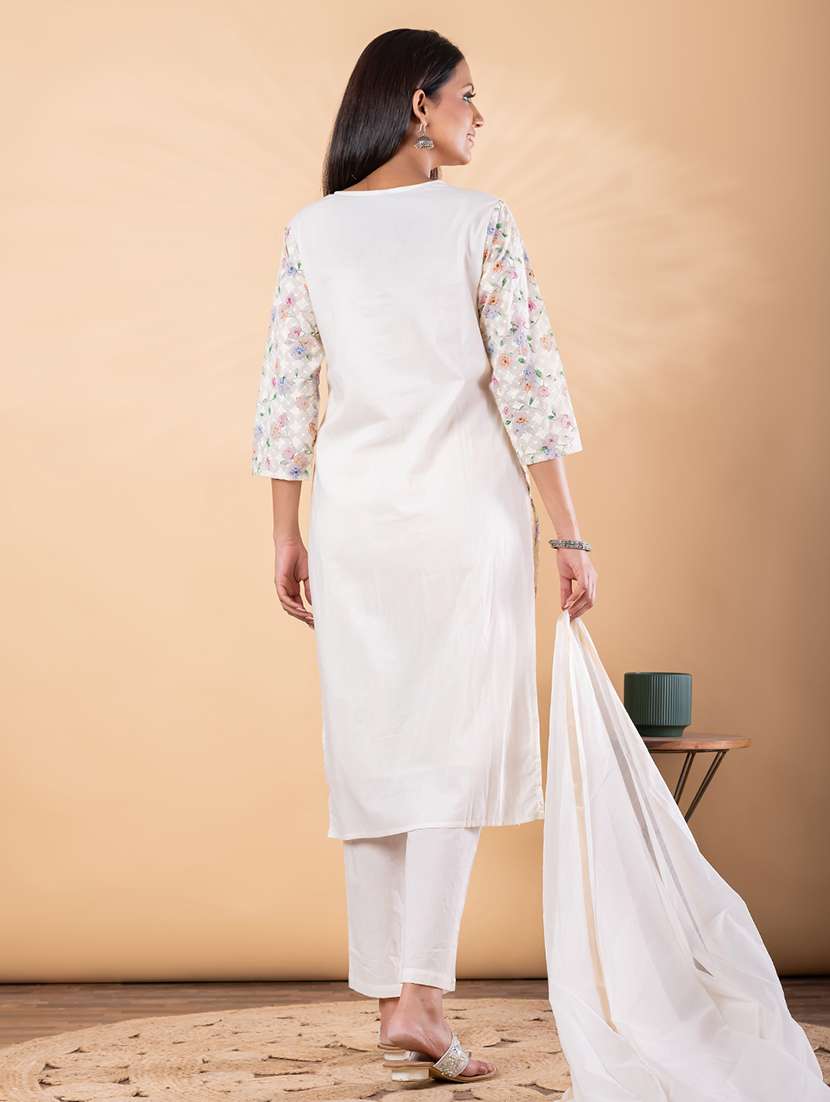 women floral printed three quarter sleeve kurta pant with dupatta set - 22187403 -  Standard Image - 3