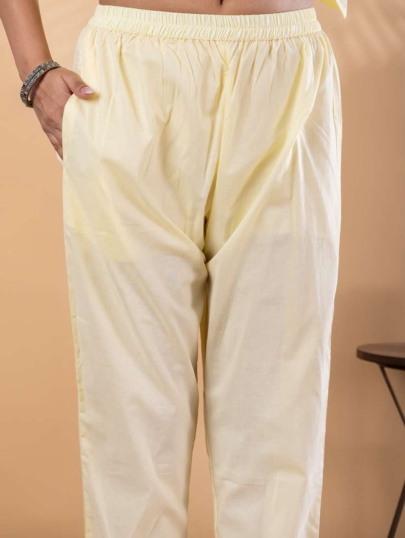 women solid with work three quarter sleeve kurta pant with dupatta set - 22187406 -  Standard Image - 5