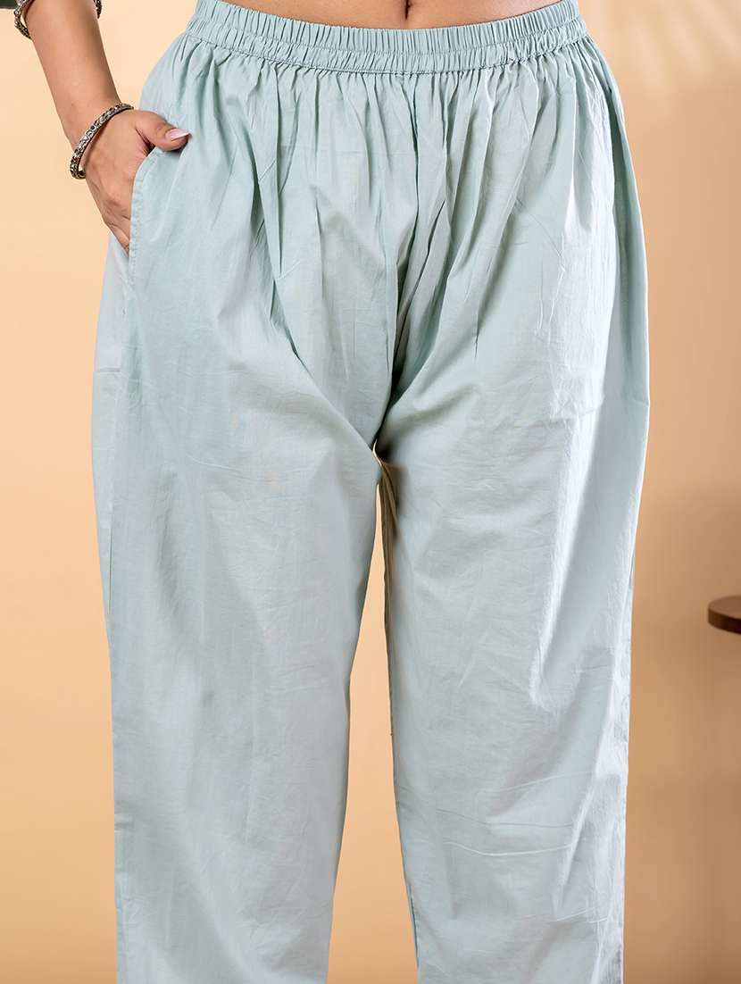 women solid with work three quarter sleeve kurta pant with dupatta set - 22187407 -  Standard Image - 5