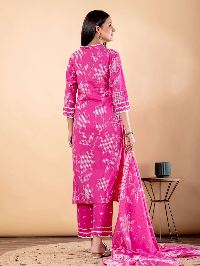 women printed three quarter sleeve kurta pant with dupatta set - 22187413 -  Standard Image - 3
