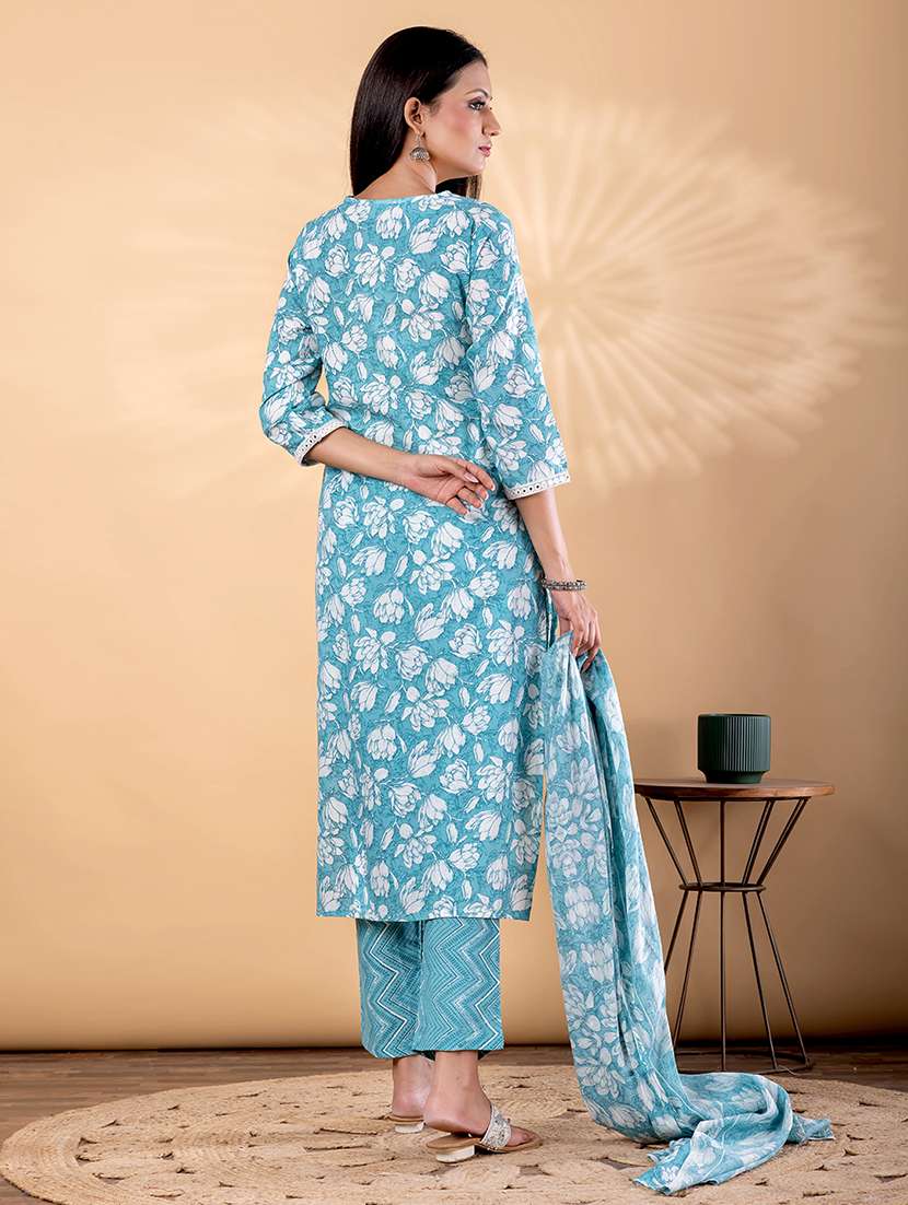 women floral printed three quarter sleeve kurta pant with dupatta set - 22187414 -  Standard Image - 3