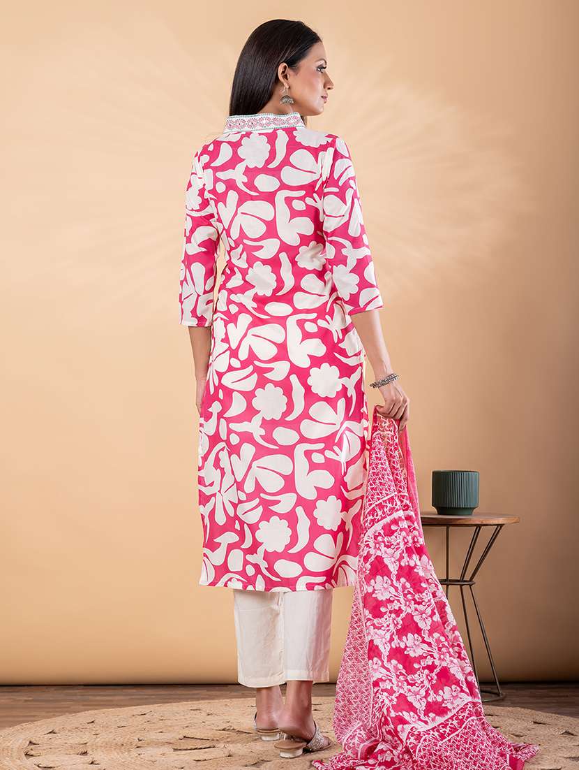 women floral printed three quarter sleeve kurta pant with dupatta set - 22187417 -  Standard Image - 3