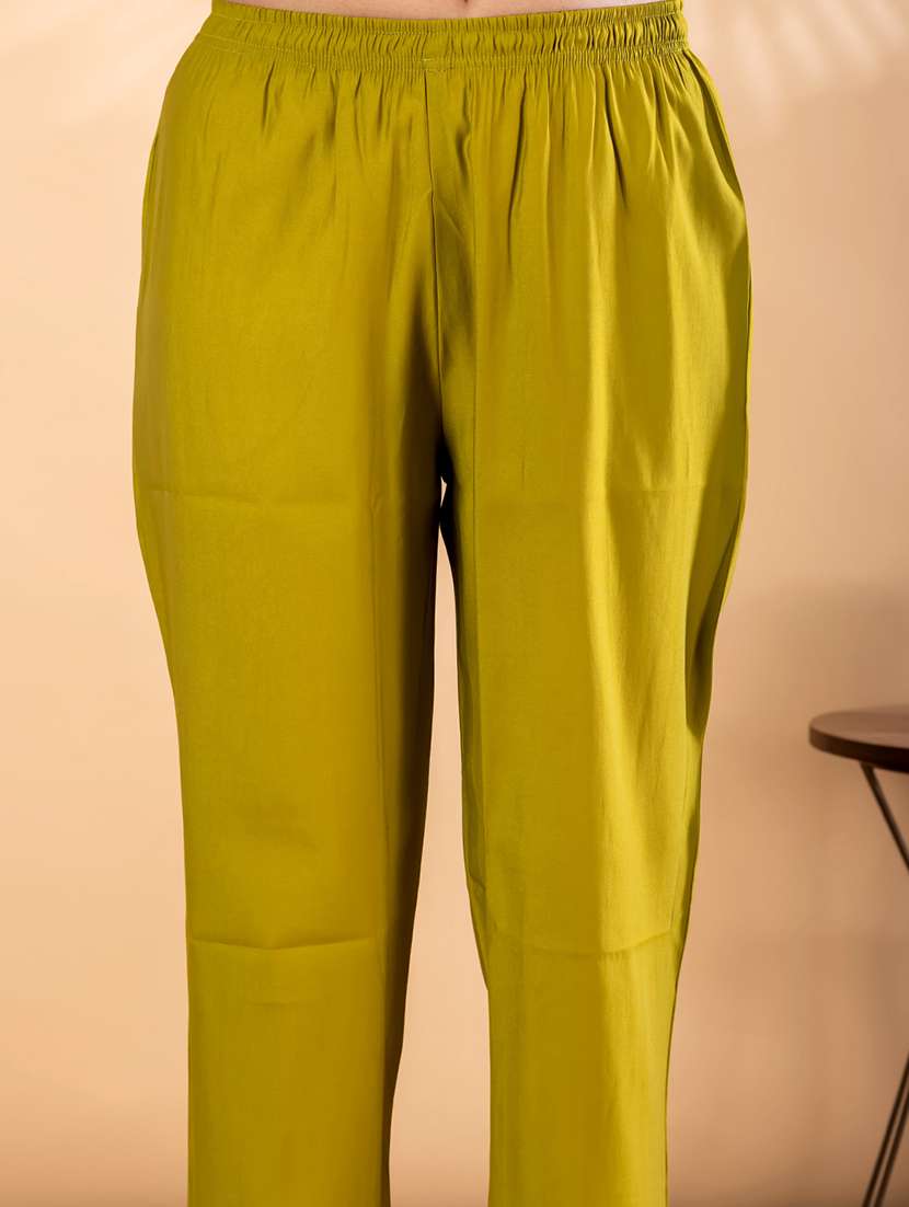 women solid with work three quarter sleeve kurta pant with dupatta set - 22187421 -  Standard Image - 5