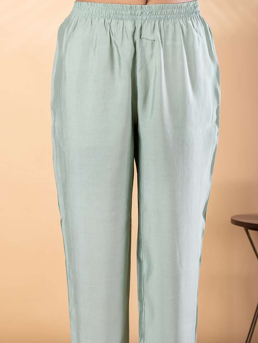 women solid with work three quarter sleeve kurta pant with dupatta set - 22187422 -  Standard Image - 8