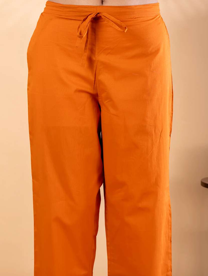 women solid with work three quarter sleeve kurta pant with dupatta set - 22187424 -  Standard Image - 5