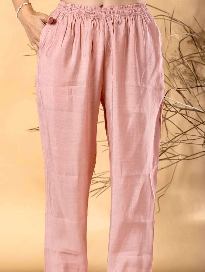 women solid with work three quarter sleeve kurta pant with dupatta set - 22187441 -  Standard Image - 5