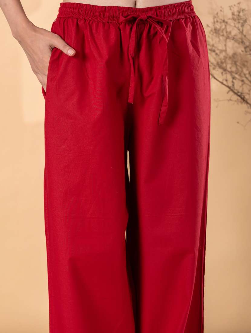 women solid with work three quarter sleeve kurta palazzo with dupatta set - 22187452 -  Standard Image - 5