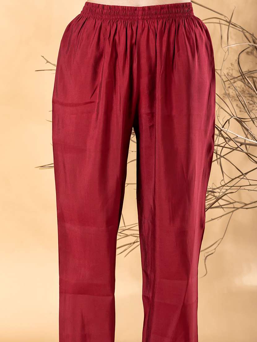 women solid with work three quarter sleeve kurta pant with dupatta set - 22187465 -  Standard Image - 5