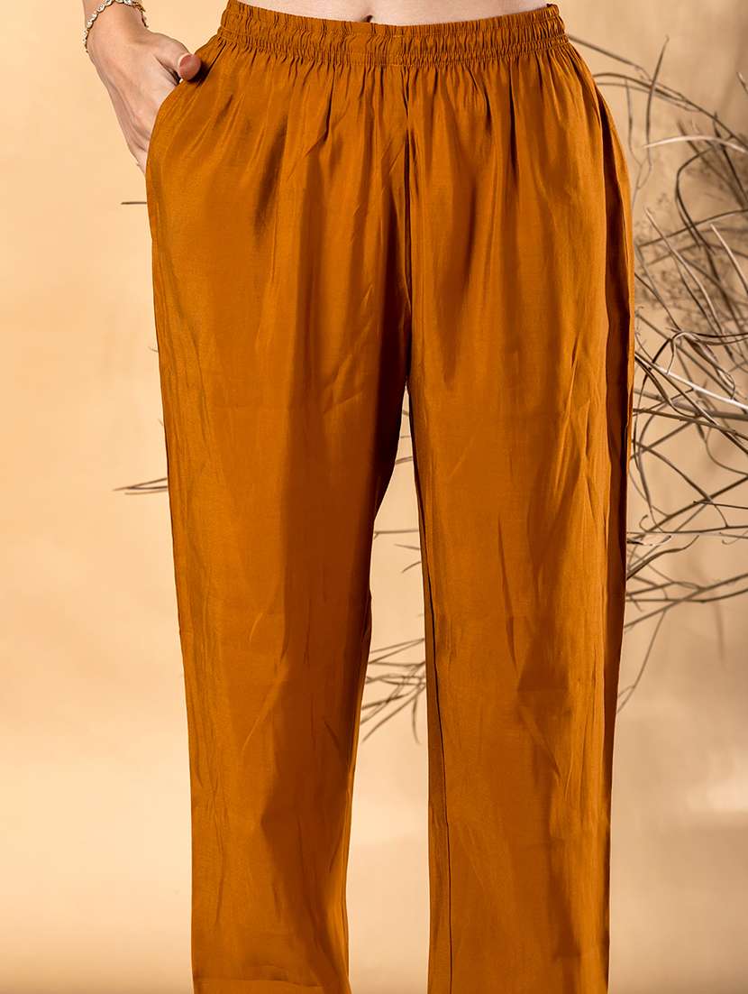 women solid with work three quarter sleeve kurta pant with dupatta set - 22187466 -  Standard Image - 5