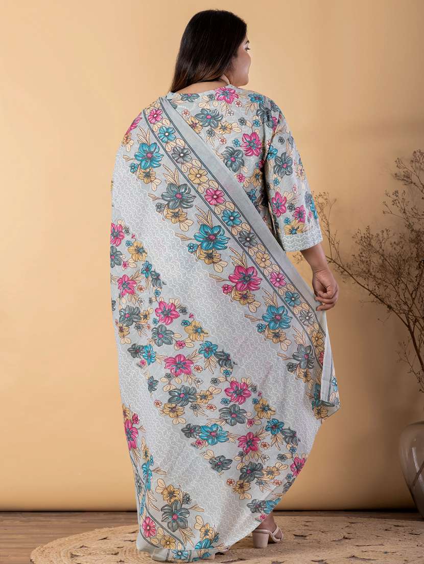 women plus size three quarter sleeve kurta pant with dupatta set - 22187474 -  Standard Image - 3