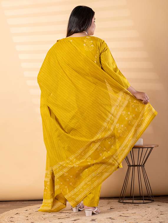 women plus size three quarter sleeve kurta pant with dupatta set - 22187481 -  Standard Image - 3