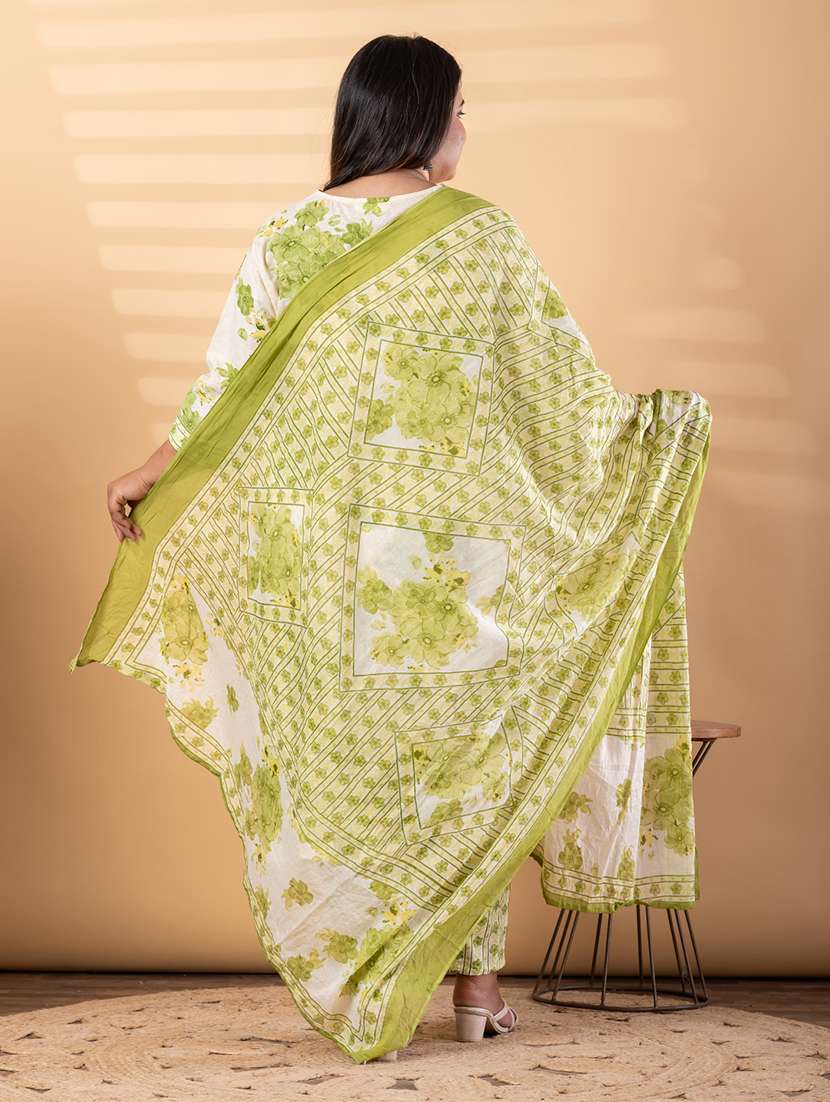 women plus size three quarter sleeve kurta pant with dupatta set - 22187482 -  Standard Image - 3