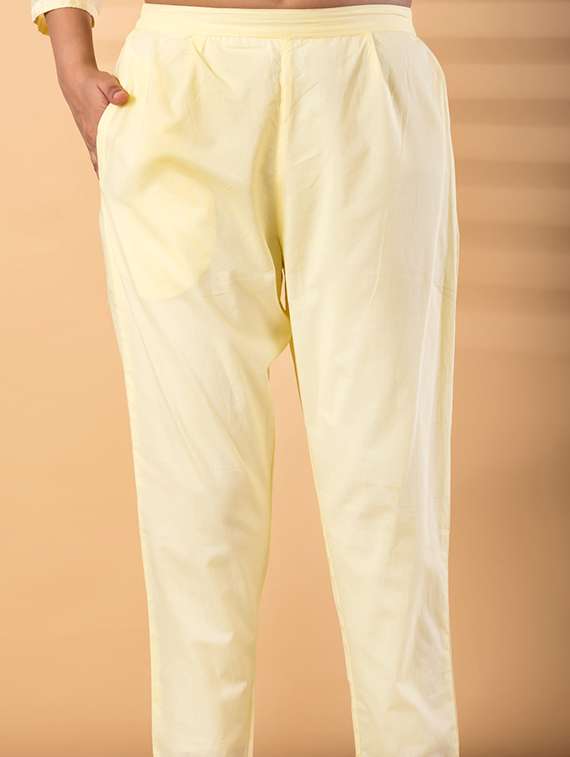 women solid with work three quarter sleeve kurta pant with dupatta set - 22187488 -  Standard Image - 5