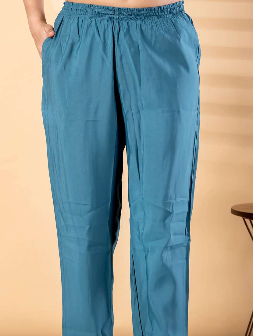 Women Solid With Work Three Quarter Sleeve Kurta Pant With Dupatta Set - 22187491 -  Standard Image - 5