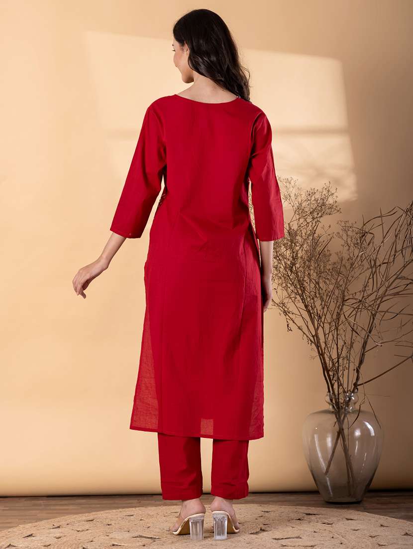 women printed three quarter sleeve kurta pant set  - 22187557 -  Standard Image - 3