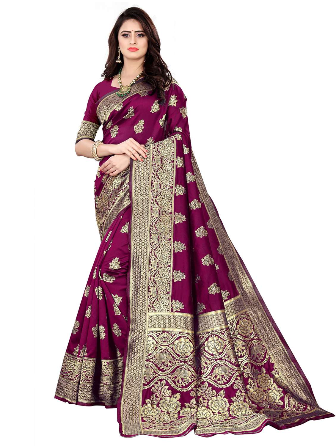 women self design kanjivaram saree with blouse