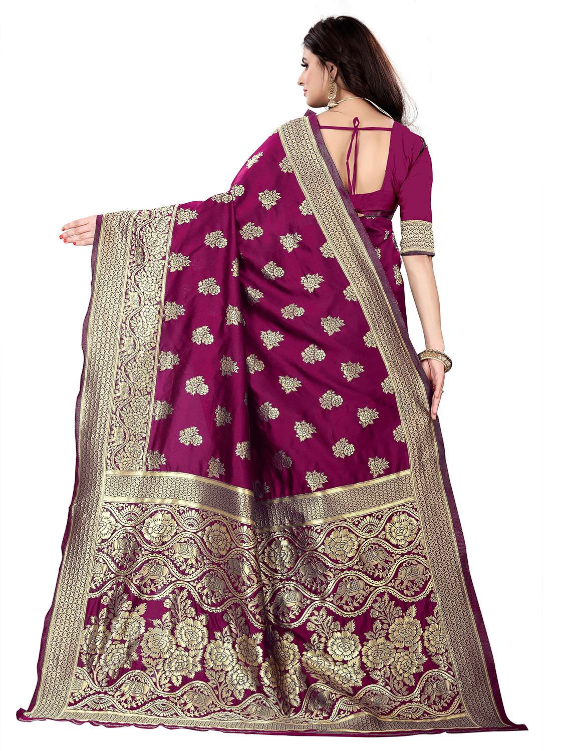 women self design kanjivaram saree with blouse - 22187585 -  Standard Image - 3
