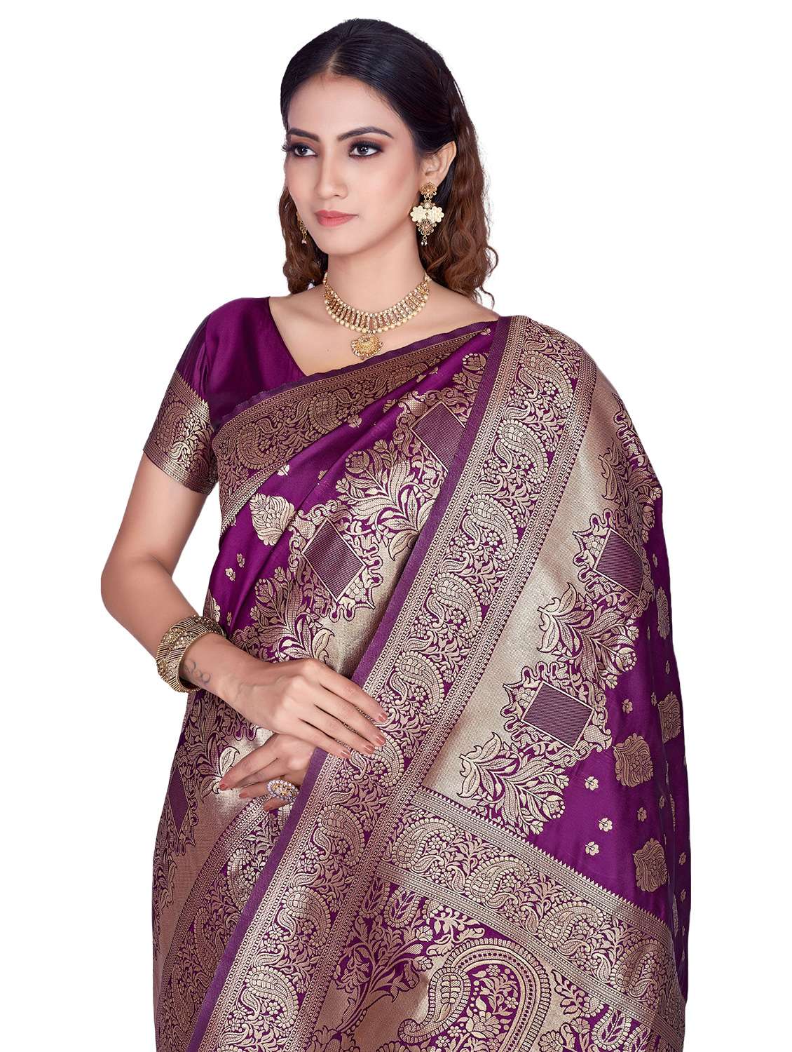 Women Self Design Kanjivaram Saree With Blouse - 22187590 -  Standard Image - 3