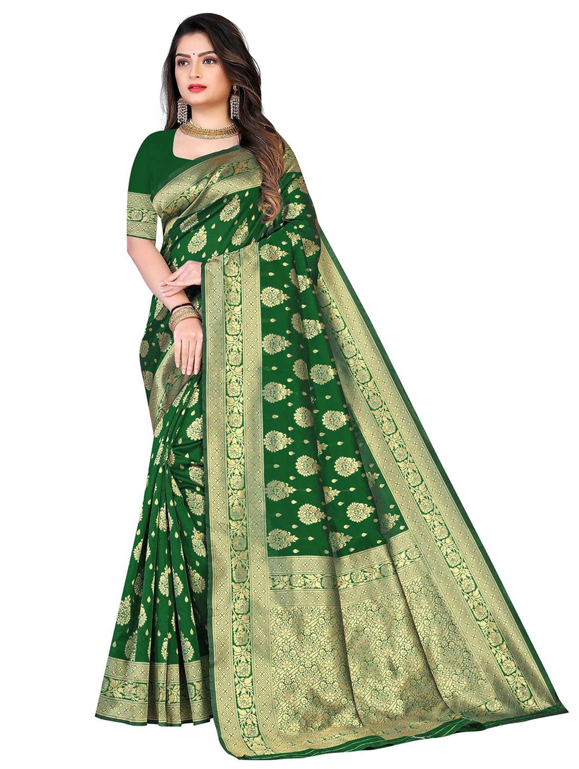 women self design kanjivaram saree with blouse - 22187593 -  Zoom Image - 0