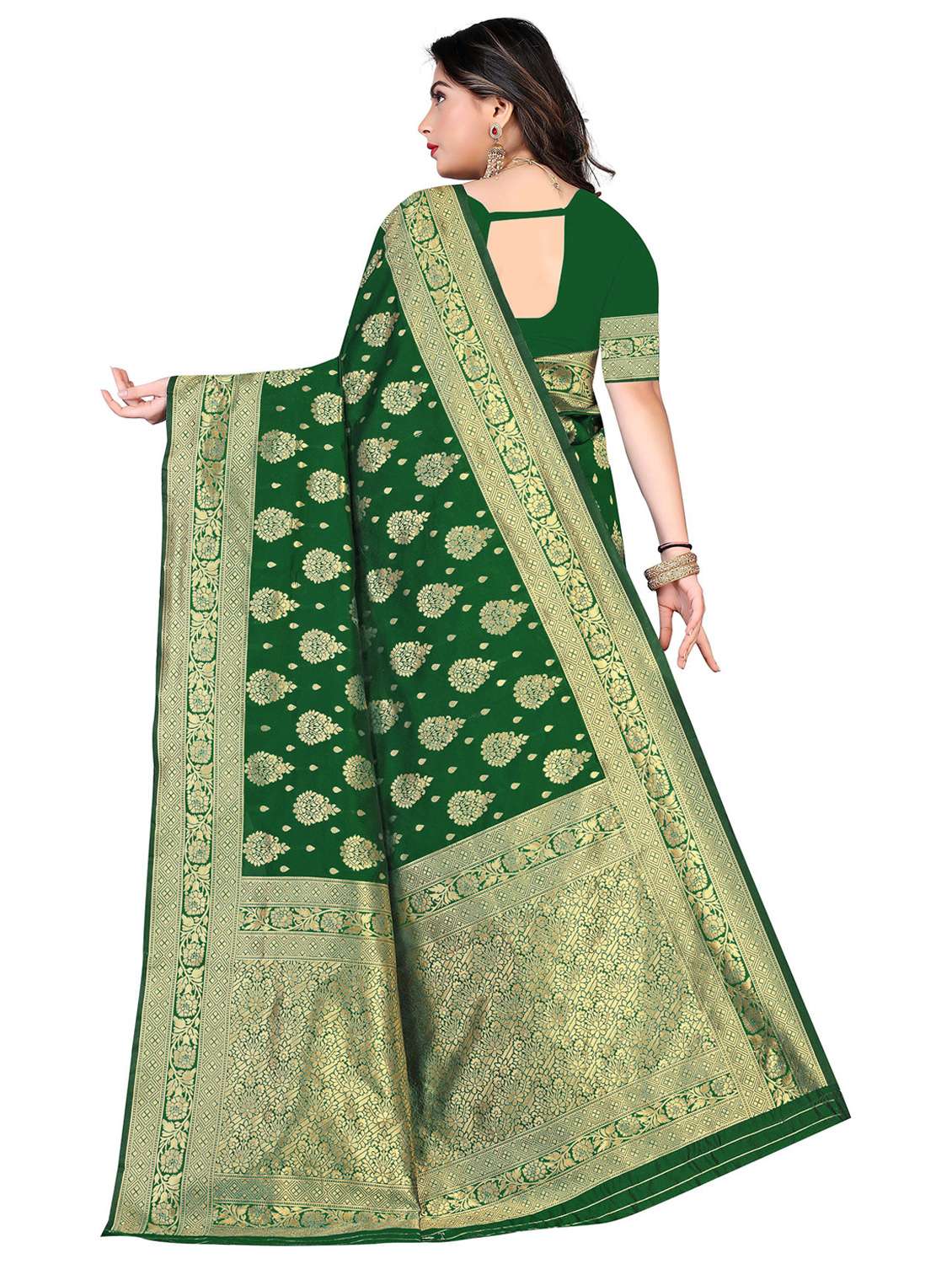 women self design kanjivaram saree with blouse - 22187593 -  Standard Image - 3