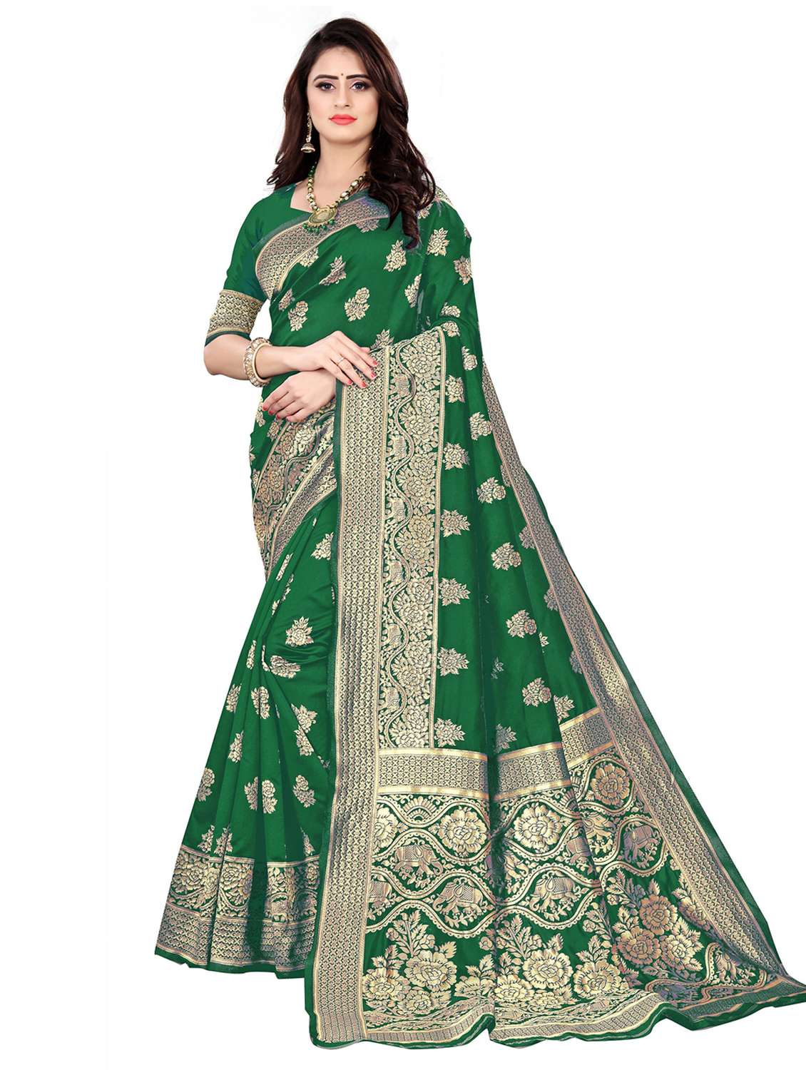 women self design kanjivaram saree with blouse