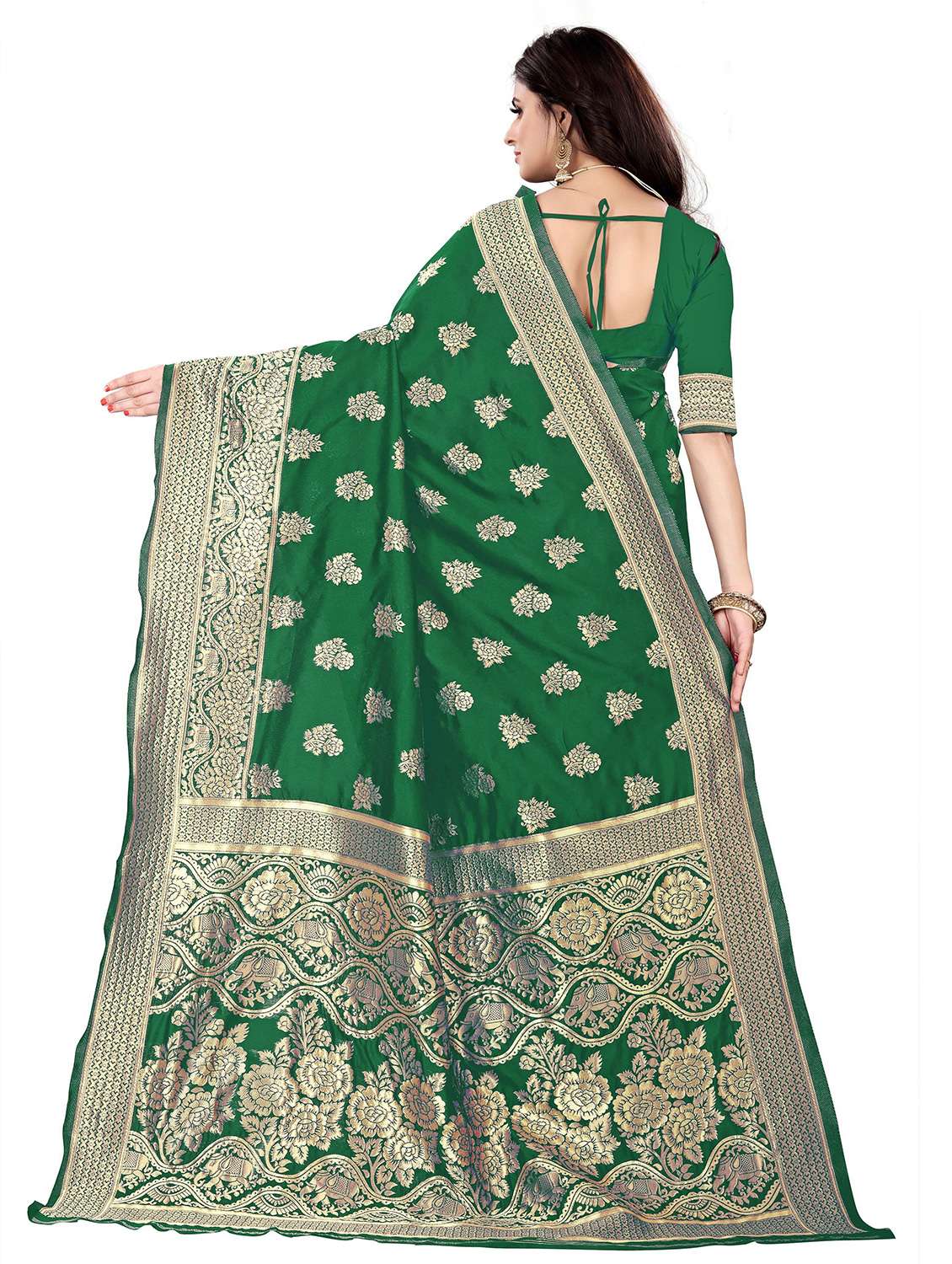 women self design kanjivaram saree with blouse - 22187595 -  Standard Image - 3