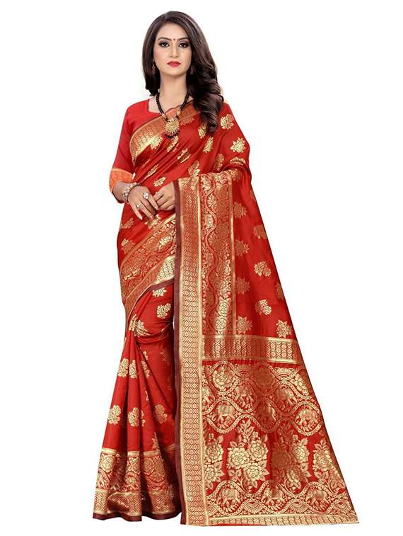 women self design kanjivaram saree with blouse
