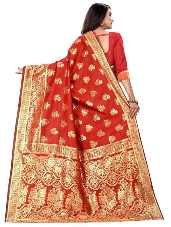 women self design kanjivaram saree with blouse - 22187605 -  Standard Image - 3