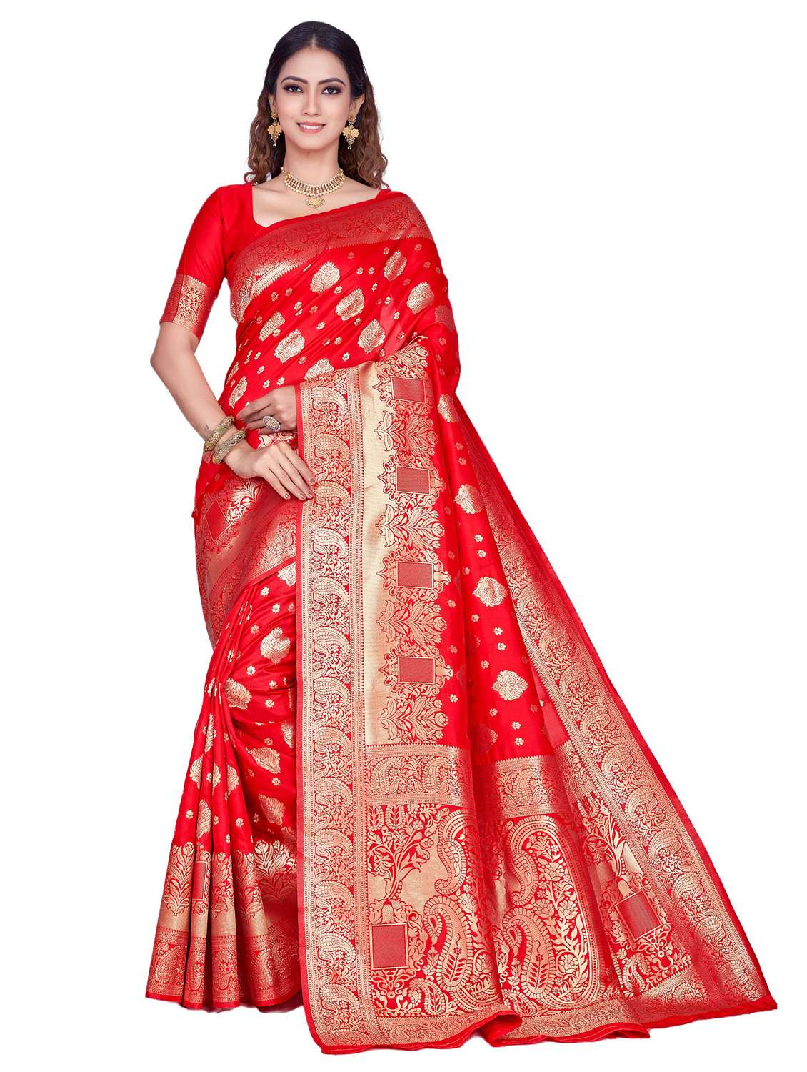 women self design kanjivaram saree with blouse