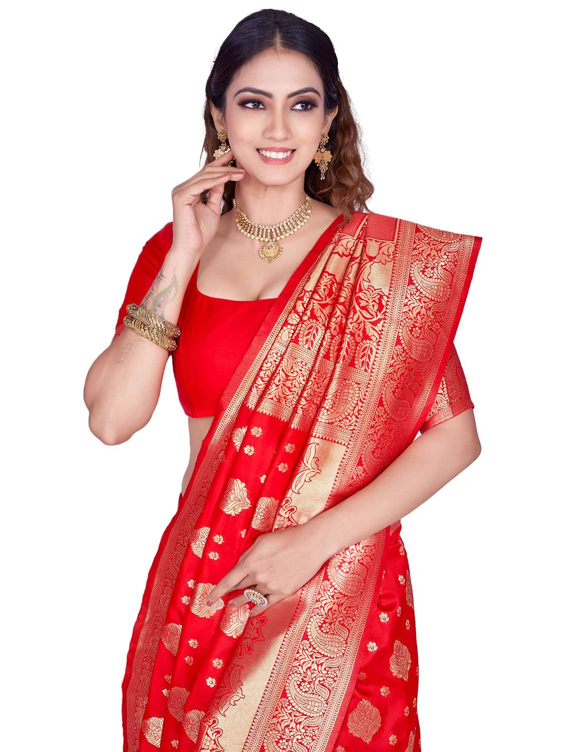 Women Self Design Kanjivaram Saree With Blouse - 22187606 -  Standard Image - 3